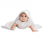 Blank Infant Hooded Towel with Gingham Trim